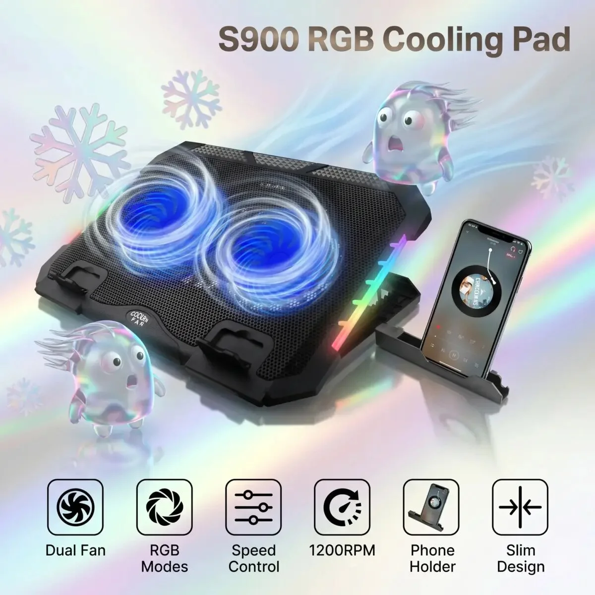 S900 RGB Gaming Laptop Cooler