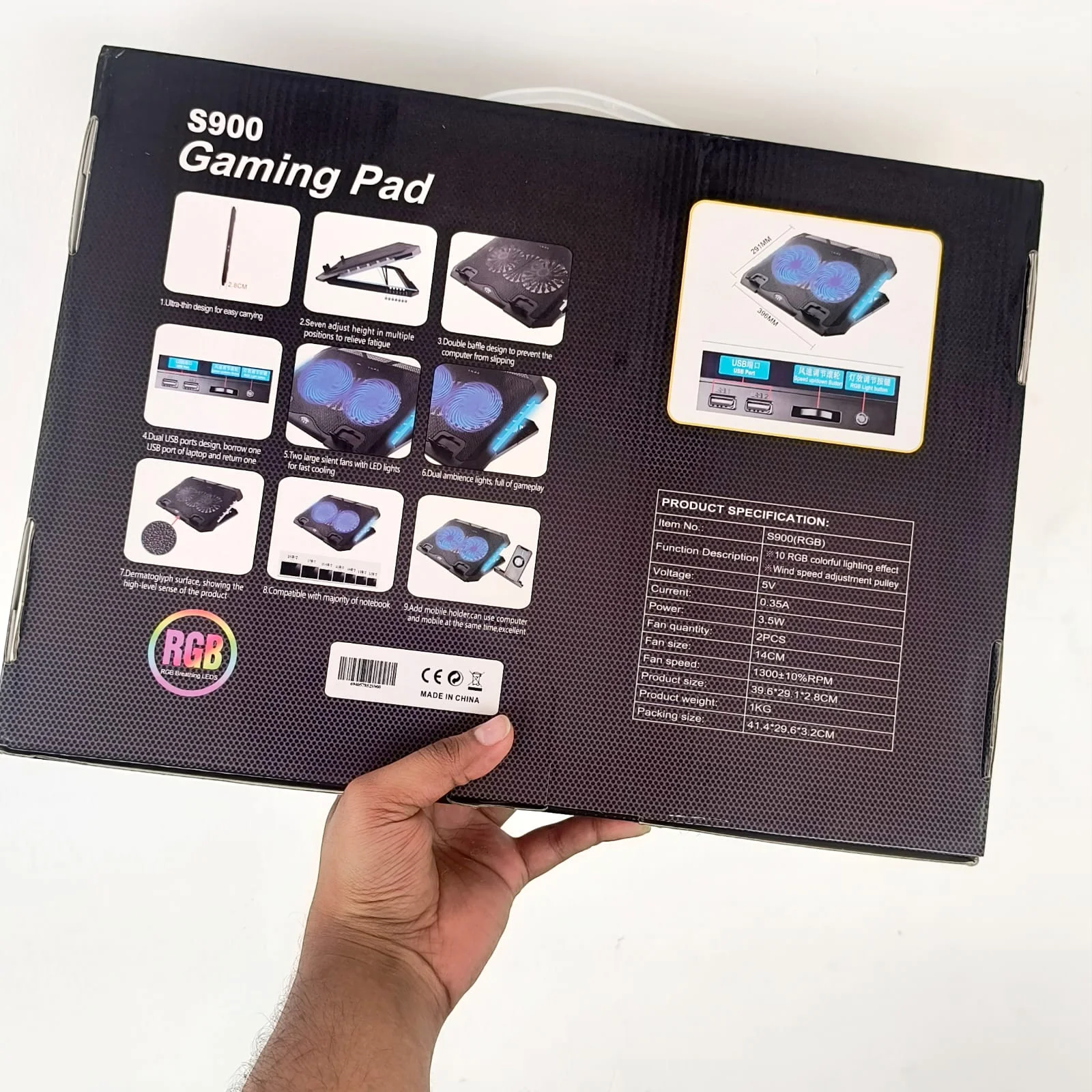 S900 RGB Gaming Laptop Cooler
