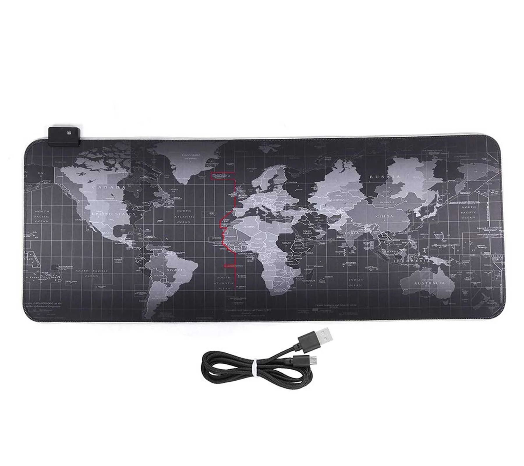 Glowing Cool RGB World Map Gaming Mousepad